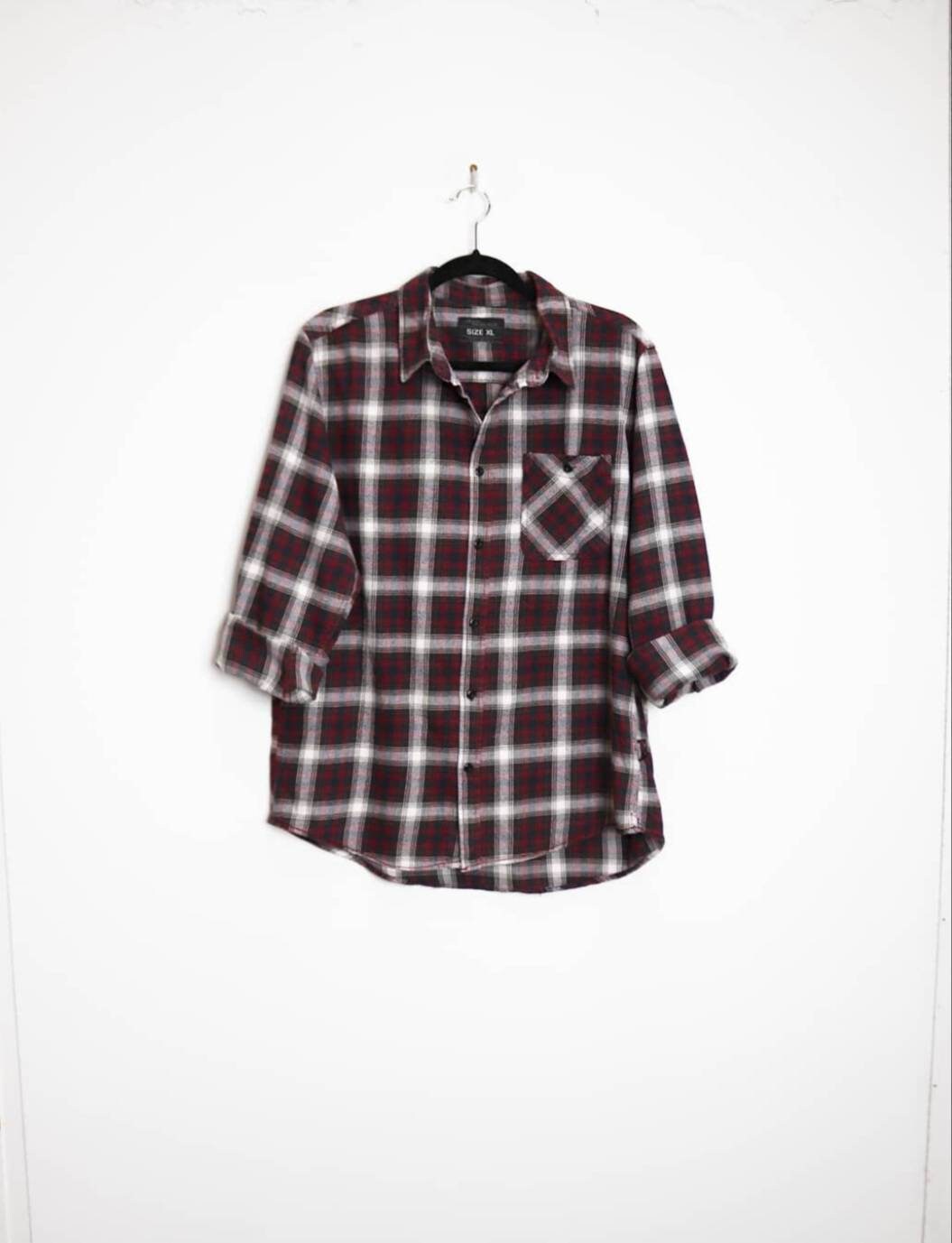 Red Plaid Flannel Shirt Vintage 