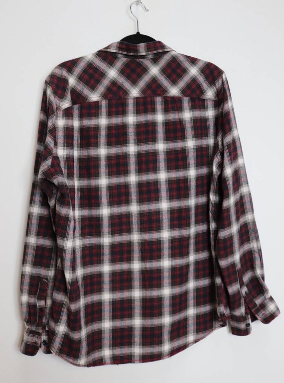 Red Plaid Flannel Shirt Vintage 