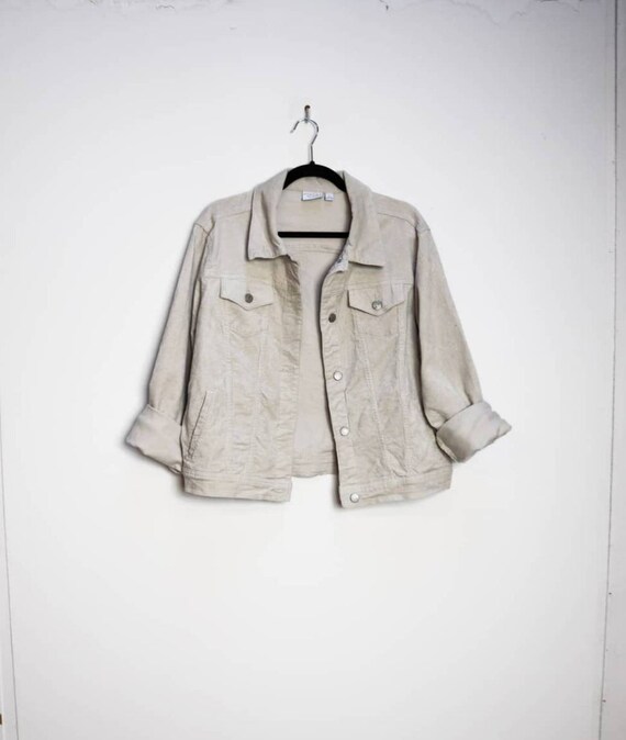 White Corduroy Jacket Vintage Cord Jacket Large Co