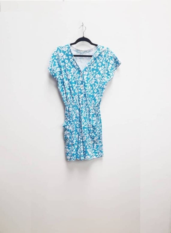 Mono floral azul vintage boton abajo romper mono de mujer con botones vintage romper azul floral patron playsuit floral romper comodo Etsy Mexico