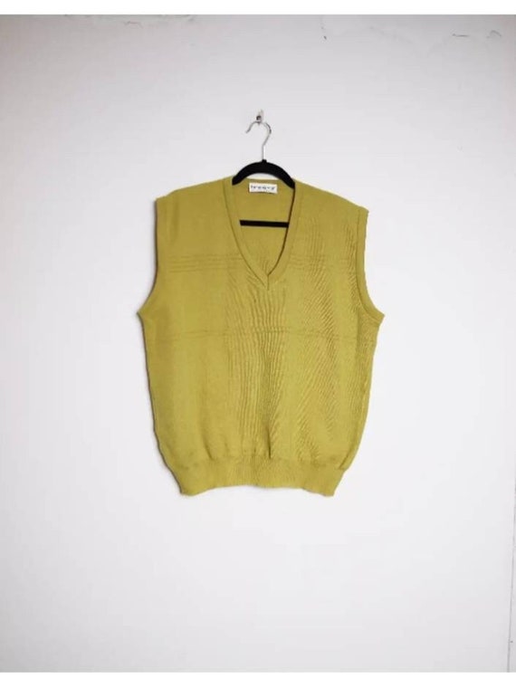 Yellow Sweater Vest Vintage Knit Vest Sleeveless Jumper Yellow Etsy