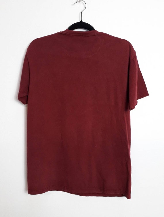 Vintage Scoop Neck Oversized Tee - Maroon Red