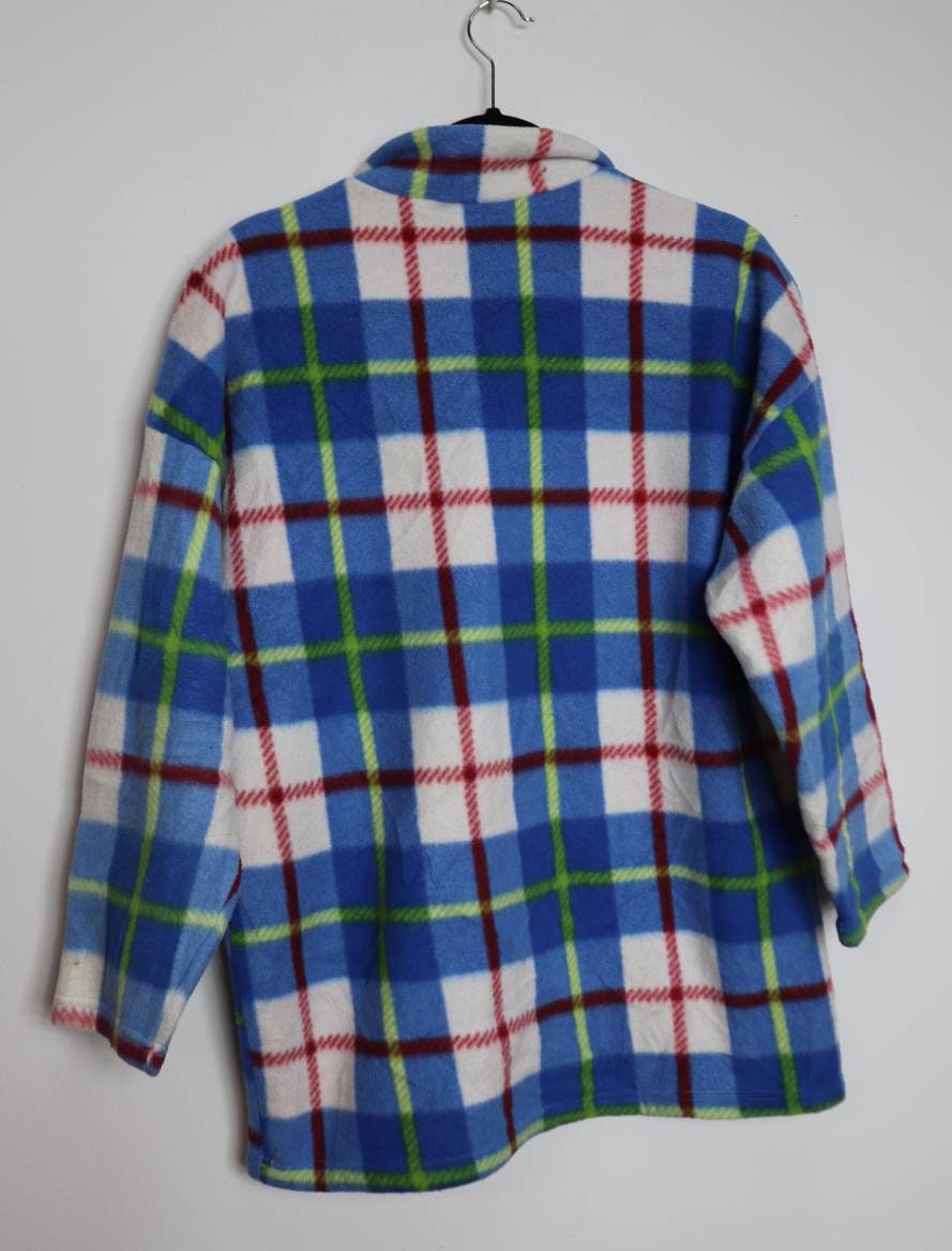 【AAKE】CHECK FLEECE HALF ZIP-UP Checkered Fleece Vintage Half Zip Fleece Blue Check Fleece