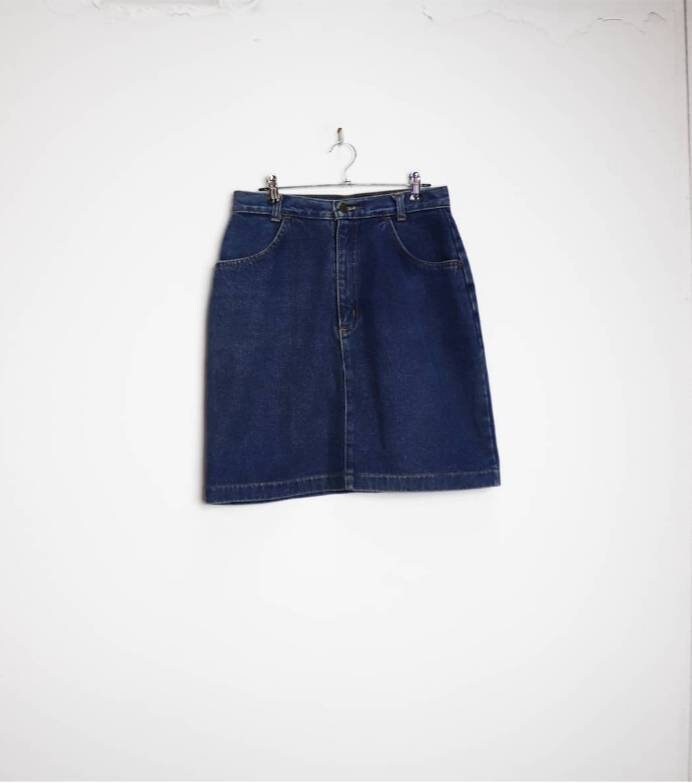 Image of Blue Denim Skirt Vintage High-Waisted Medium Women's Jean High Waist