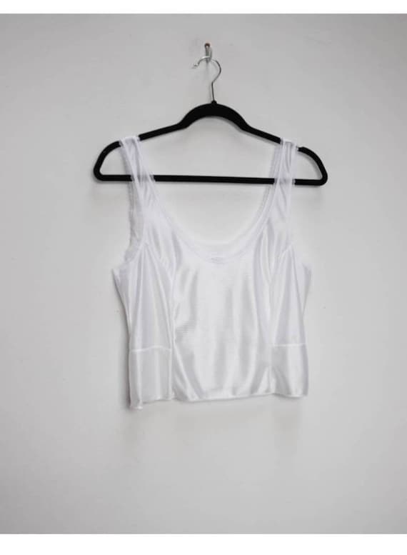 Sheer White Crop Top Vintage Sheer Crop Top Sheer White Cropped Cami Top Sheer  Cami Top Cropped Camisole Top Vintage White Crop Cami Medium 