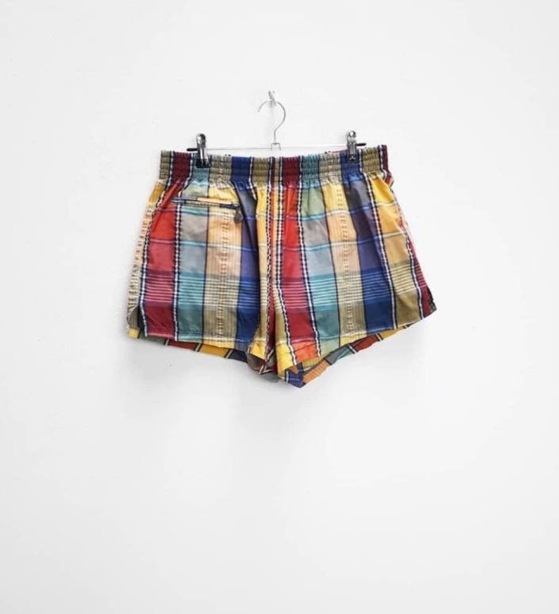 Plaid Shorts Vintage Colourful Check Shorts Women/'s Medium Plaid Pattern Comfy Shorts Vintage Sport Shorts Ladies Medium Plaid Sports Shorts