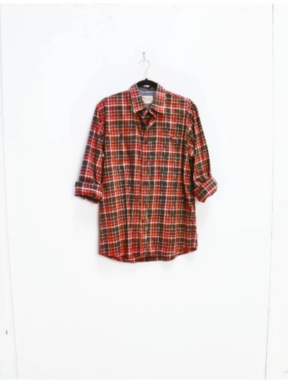 Red Plaid Shirt Vintage Plaid Button 