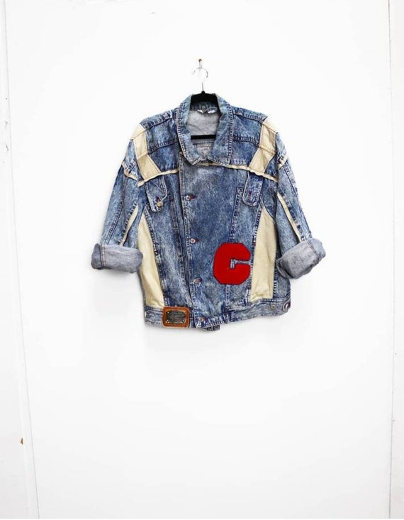 Acid-Wash Denim Jacket Vintage Blue Denim Jacket X