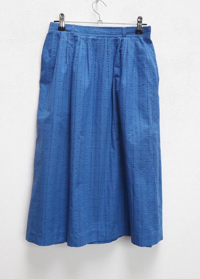 Blue Checkered Skirt Vintage Grid Pattern Midi Skirt XS | Etsy