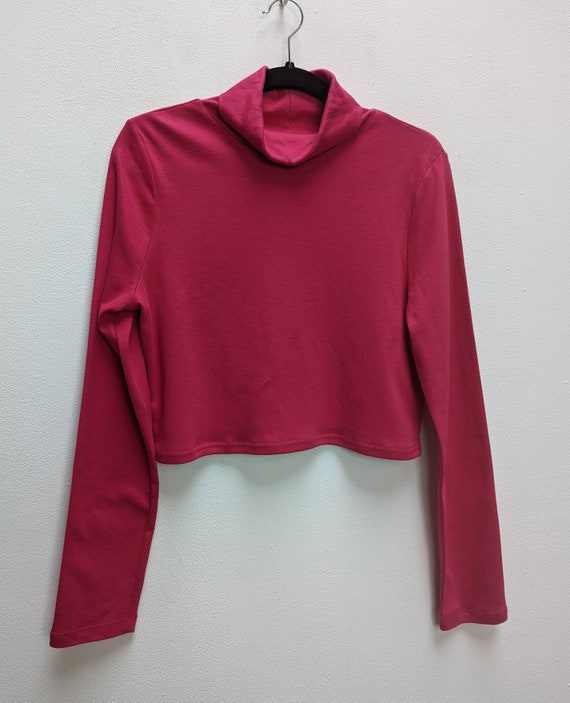 Pink turtleneck crop top best sale