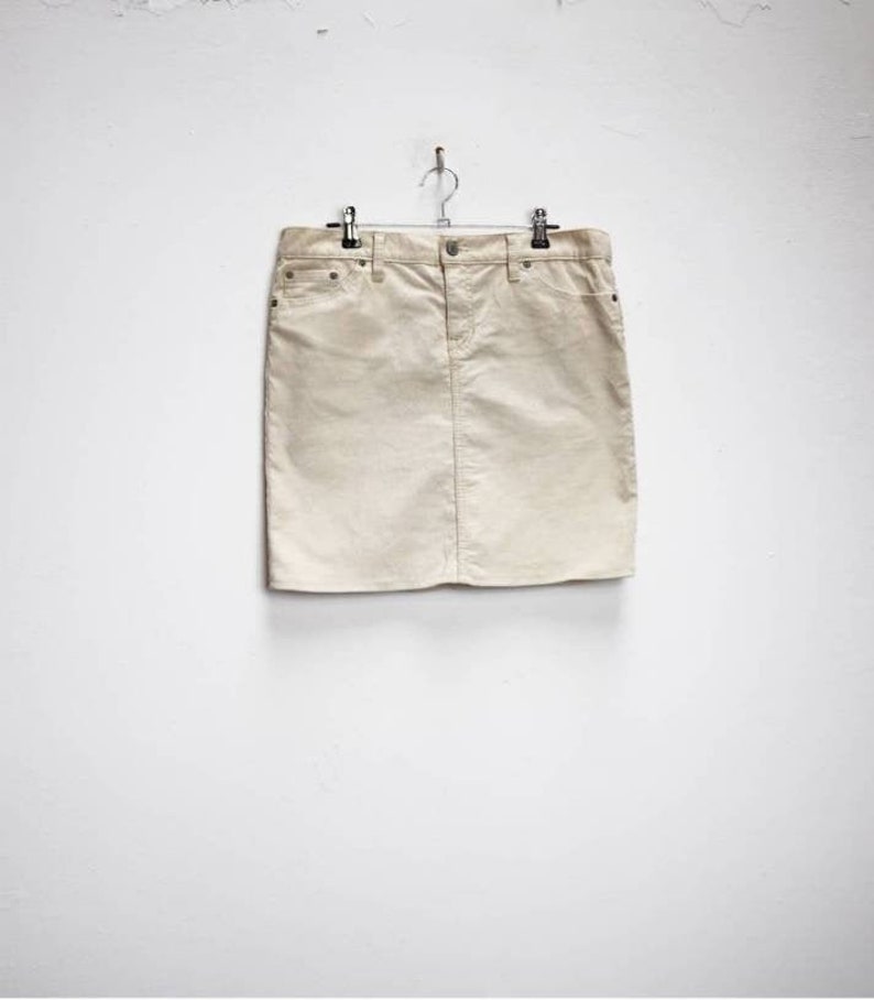 White Corduroy Mini Skirt Vintage Gap Mini-Skirt White Cord Skirt Large Women's Mini Skirt Vintage White Corduroy Skirt Gap Skirt Large L image 1