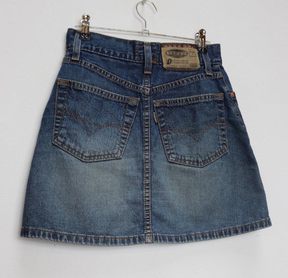 Blue Denim Mini Skirt Vintage Button Down Skirt Blue Denim Skirt XS Button Down Mini Skirt High Waisted Skirt Vintage High Waist Mini Skirt