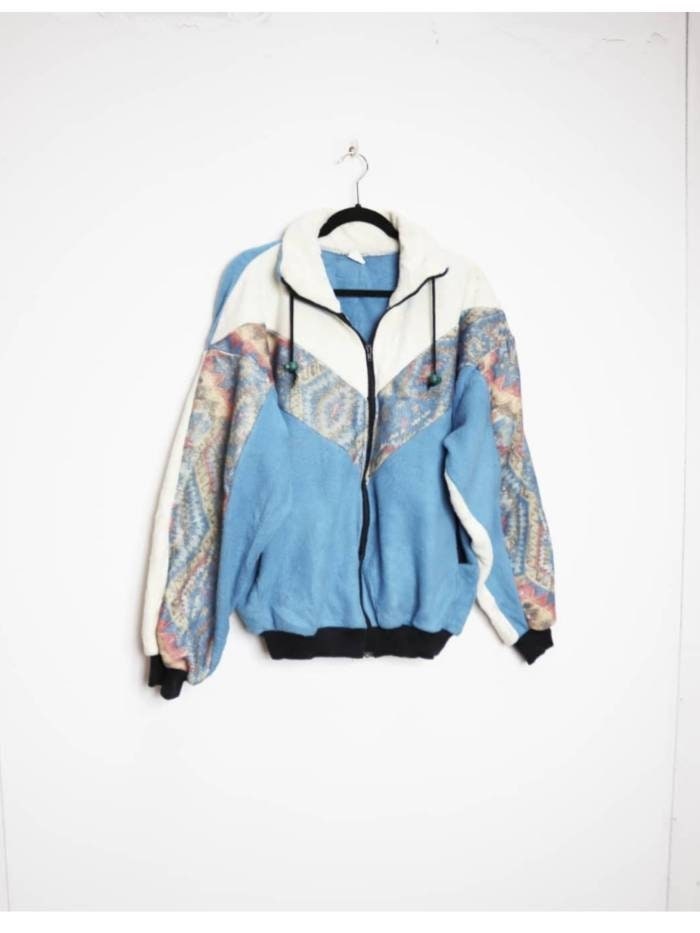 patterned fleece jacket