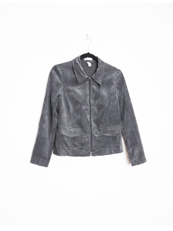 Grey Corduroy Jacket Vintage Cord Jacket Zip-Up Corduroy Jacket Cord Jacket Women's Corduroy Jacket Zip-Up Cord Jacket Vintage Grey Jacket