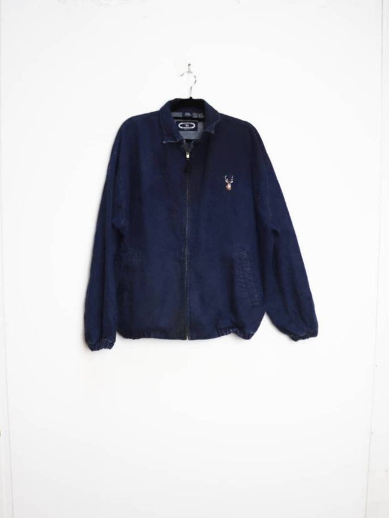 Zip-Up Denim Jacket Vintage Blue Denim Jacket Extra Large Jacket Zip Up Denim Jacket Vintage Blue Jean Jacket XL Zip-Up Denim Coat Vintage