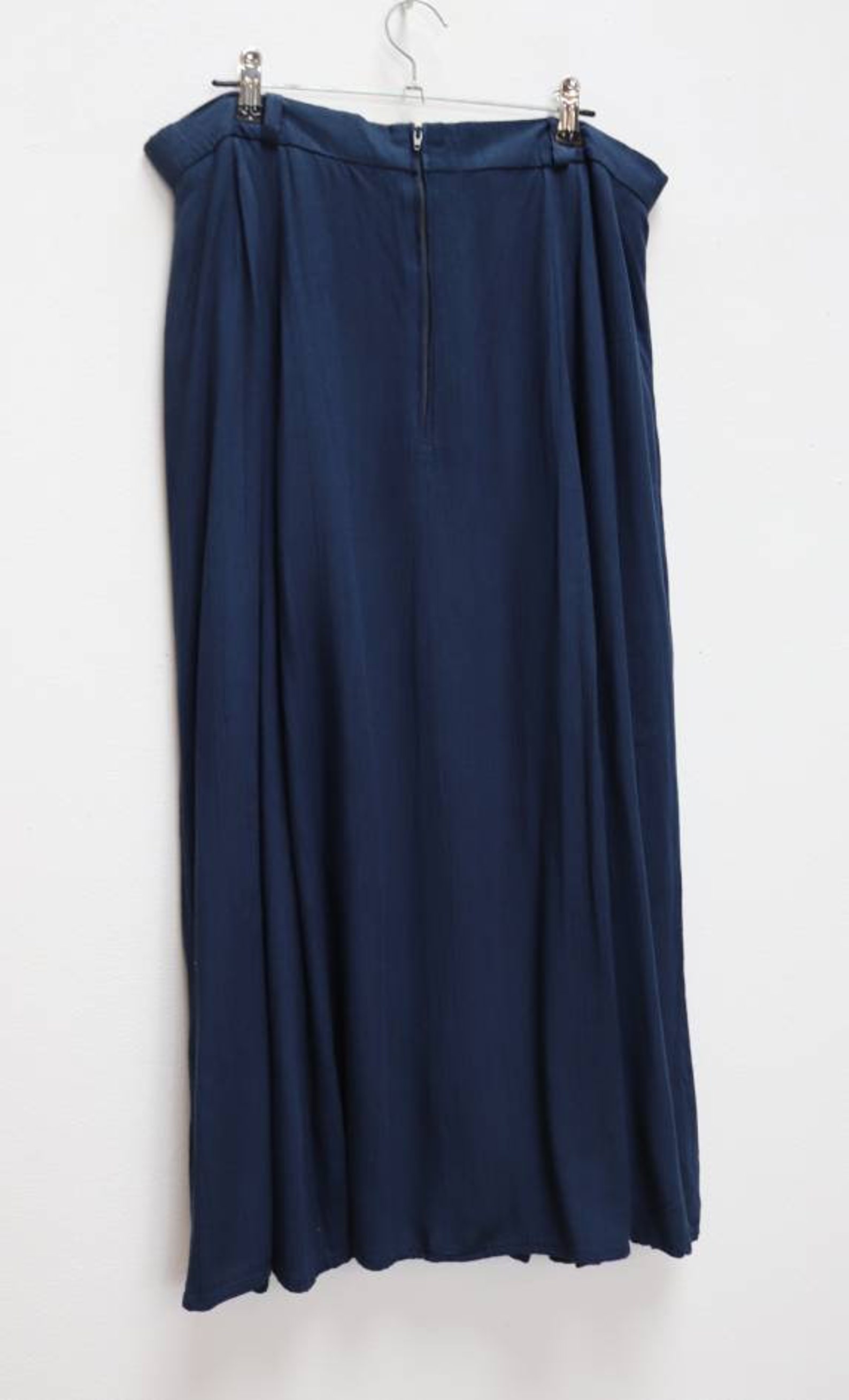 Navy Midi Skirt Vintage Button Down Skirt Navy Blue Skirt | Etsy
