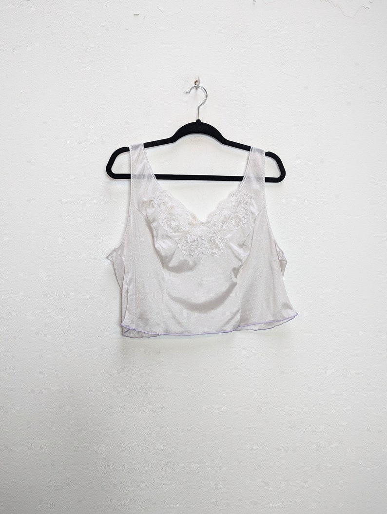 White Lace Crop Top Vintage Sheer Crop Top Cropped Camisole Top Large ...