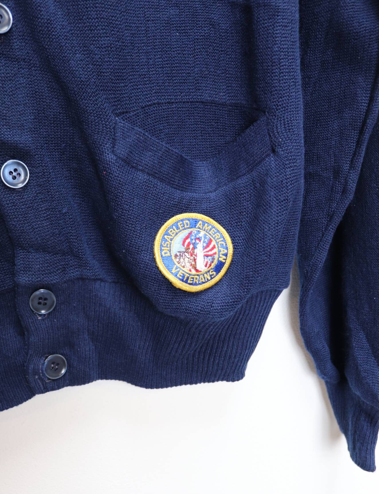 Navy Blue Cardigan Vintage Navy Cardigan Thin Knit Cardigan Large