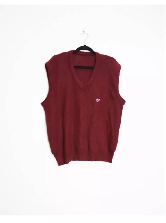 Burgundy Sweater Vest Vintage Sweater Vest Sleeveless Jumper Dark Red Sweater Vest Sleeveless Knit Jumper Vintage Wool Sweater Vest Burgundy