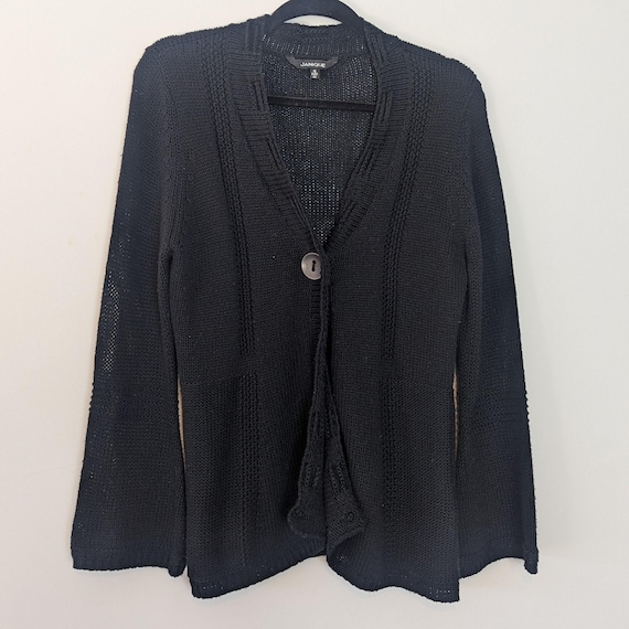 Black Cardigan Vintage Cardigan Women's Cardigan Medium Black Knit Cardigan Flared Sleeve Cardigan Vintage Black Cardigan Knit Sweater M
