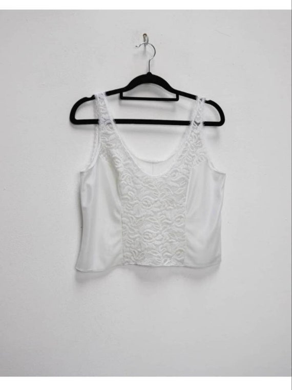 White Lace Crop Top Vintage Sheer White Cropped Cami Top Lacy White Cami  Top Vintage White Sheer Crop Top White Lace Cropped Camisole Top S -   Canada