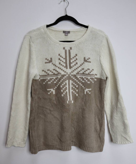 Snowflake Jumper Vintage Chenille Sweater Medium … - image 2