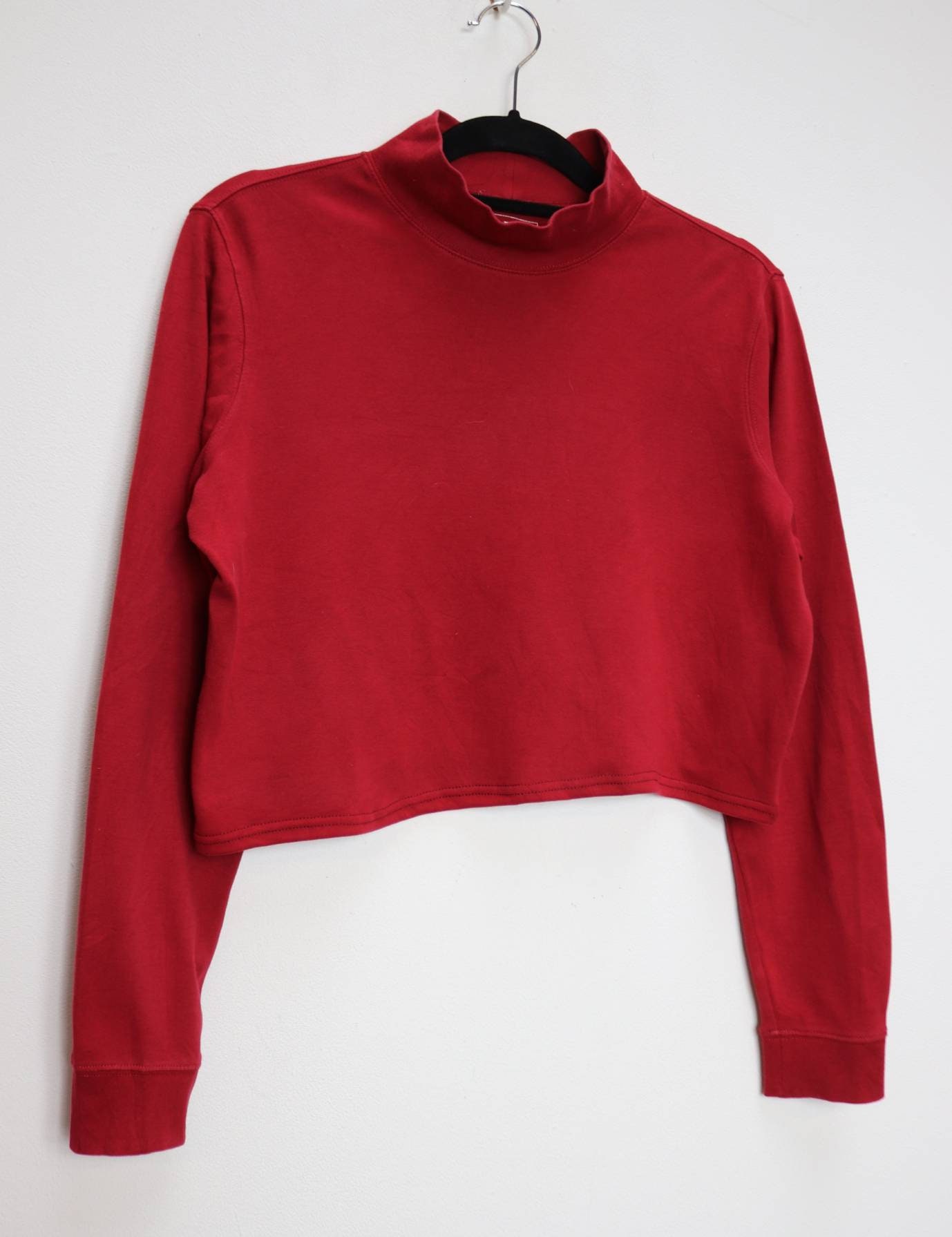 Red Mockneck Crop Top Vintage Red Crop Top Red Turtleneck Crop - Etsy Canada