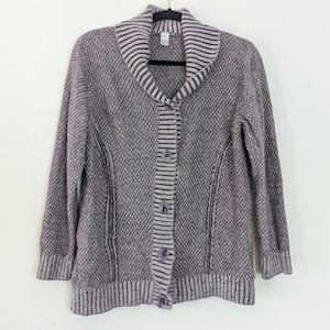 Purple Cardigan Vintage Cardigan Purple Knit Cardigan Medium Women&#39;s Cardigan Faded Purple Cardigan Purple Sweater Vintage Purple Cardigan M
