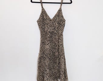 Leopard Print Dress Vintage Slip Dress Lingerie Dress Sheer Dress Animal Print Lingerie Sheer Slip Dress Leopard Print Vintage Lingerie M