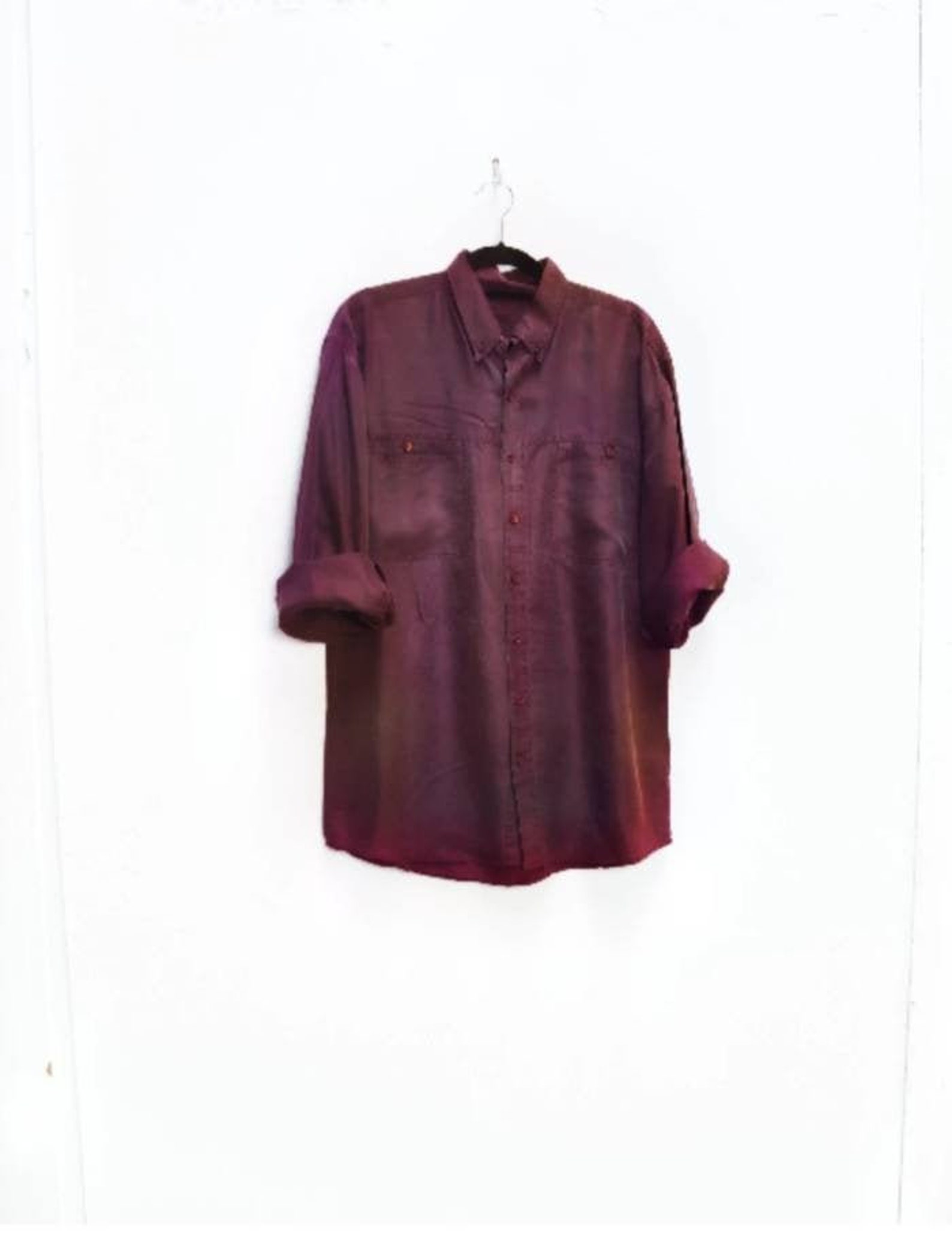 burgundy silk shirt