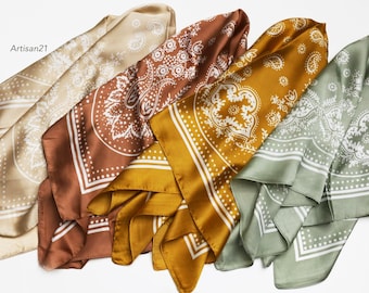 silk scarf silk blend paisley bandana lot square scarves Neckerchief Bag Scarf Head Scarf Head Wrap 157002
