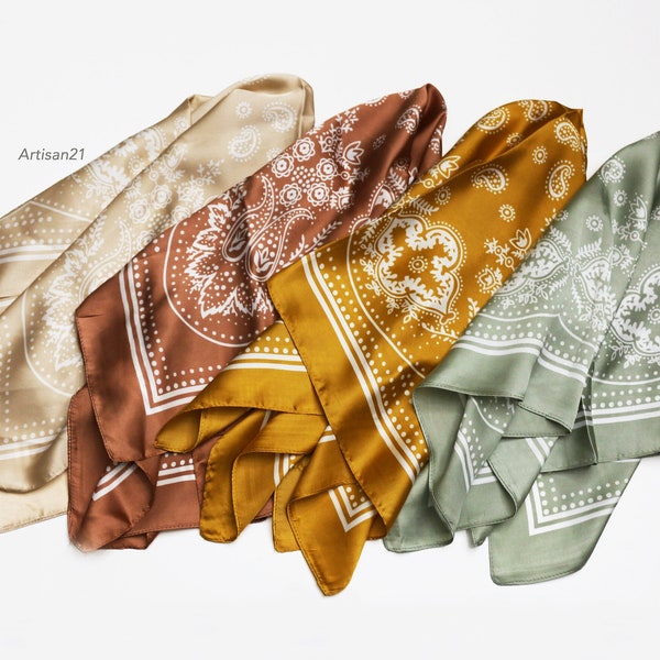 foulard en soie - mélange de soie - lot de bandana paisley - foulards carrés - Foulard/Sac Foulard/Foulard / Head Wrap - 157002