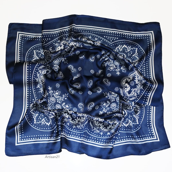 silk scarf - paisley bandana - square scarves - Neckerchief/Bag Scarf/Head Scarf/Turban Scarf/Head Wrap/Bandanna - 157001