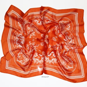 silk scarf - paisley bandana - silk blend square scarves - Neckerchief/Bag Scarf/Head Scarf/Turban Scarf/Head Wrap/Bandanna - 157001