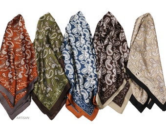 paisley scarf - bandana - silk blend square scarves - Neckerchief / Bag Scarf / Head Scarf / Turban Scarf / Head Wrap - 184005