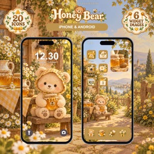 Honey Bear Phone Wallpaper & App Icons - Cozy Theme