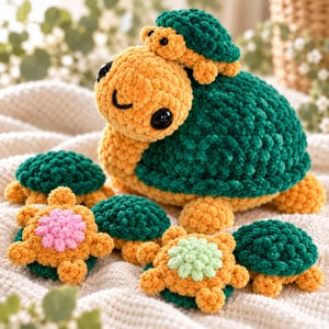 Crochet Turtle Memory Game Pattern PDF, Mama and Baby Turtle Amigurumi Tutorial, Digital Download
