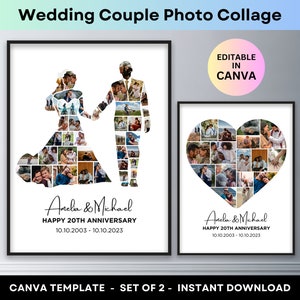 Braut Bräutigam Herz Fotocollage Hochzeit Jahrestag Geschenk Verlobung Freund Freundin Valentinstag Geschenk Canva Template Love Poster