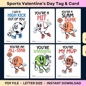 Esportes dia dos namorados presente tag cartão imprimível crianças sala de aula dia dos namorados diy favor tags engraçado bonito futebol beisebol basquete tênis