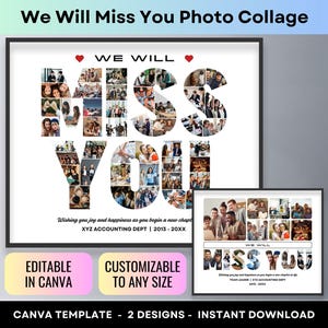 Wir werden Sie vermissen Abschiedsgeschenk für Mitarbeiter Chef Team druckbare Fotocollage Bester Freund Abschiedsbild Geschenk für Mitarbeiter Go Away Party