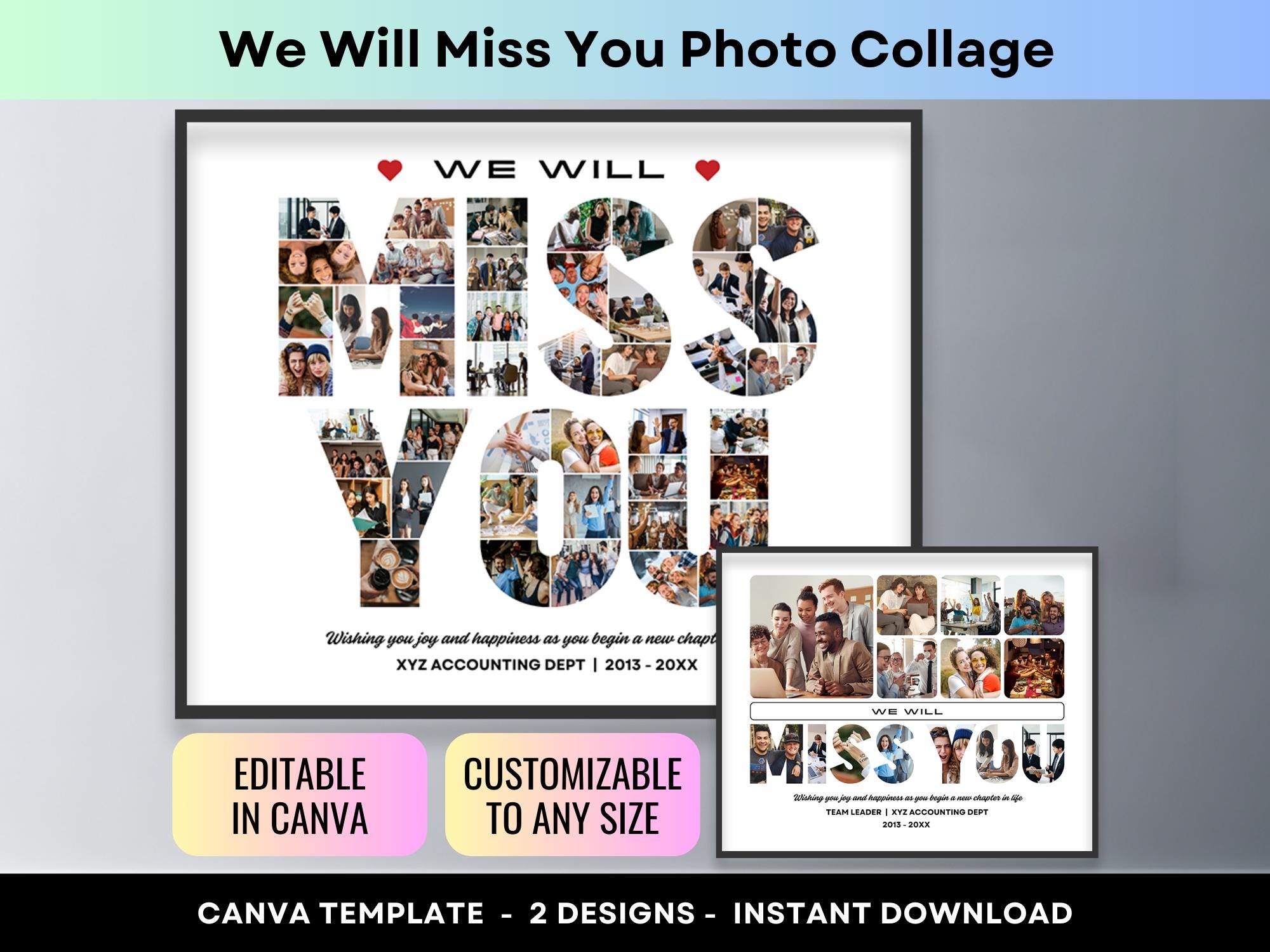 We Will Miss You Farewell Gift for Coworker Boss Team Printable Photo Collage Best Friend Leaving Picture Gift for Employee Going Away Party