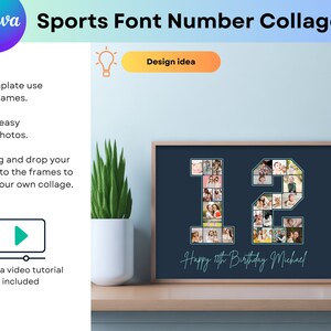 All Number Photo Collage Canva Template Set Any Digit for Custom ...