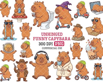 Ohärdad kapybara png rolig djur clipart sarkastisk humor trendande meme t-shirt design digitalt klistermärke