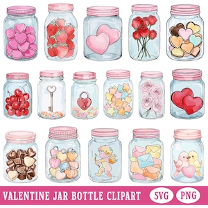 Süßer Valentinstag Pillenflasche Aquarell Clipart Rosa Herz Candy Leckerei PNG Bundle Ich liebe dich Romantische Digitale Aufkleber Serotonin Booster