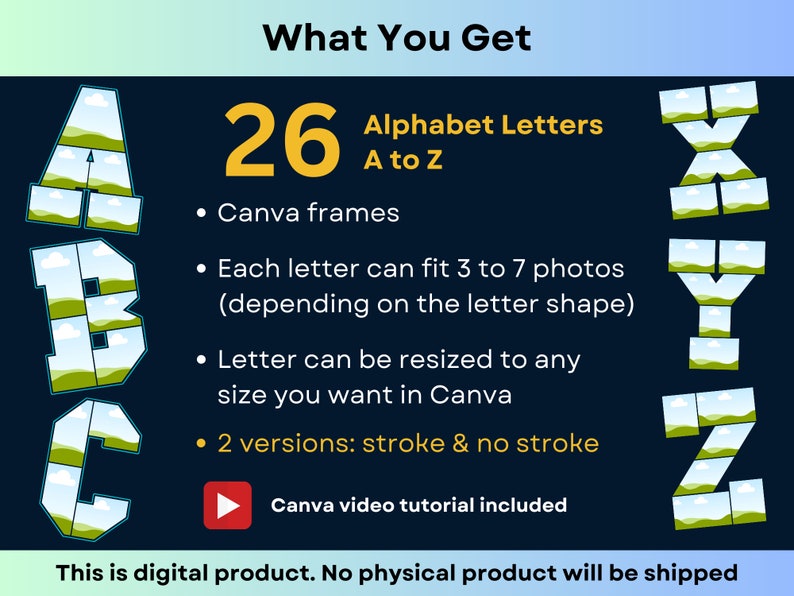 Sports Alphabet Photo Collage Canva Frame Template A to Z Letters ...