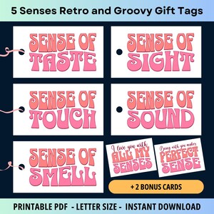 5 Sentidos Etiquetas de Regalo Etiqueta Romántica Imprimible DIY Tarjeta Te Amo Regalos del Día de San Valentín Marido Esposa Novio Novia Cumpleaños Aniversario