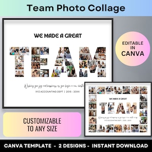 Team Farewell Photo Collage Personalized Gift for Coworker Office Colleague Retirement Party Going Away Gifts Goodbye Poster Canva Template