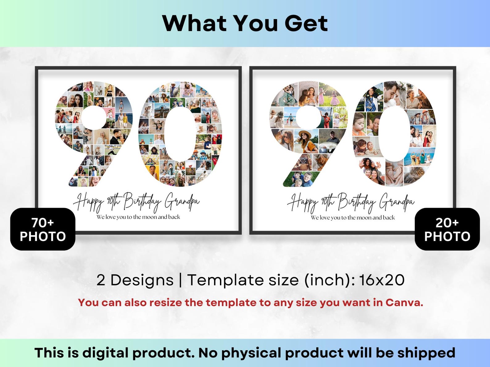 Number 90 Collage 90th Birthday Number Photo Collage Printable Canva ...