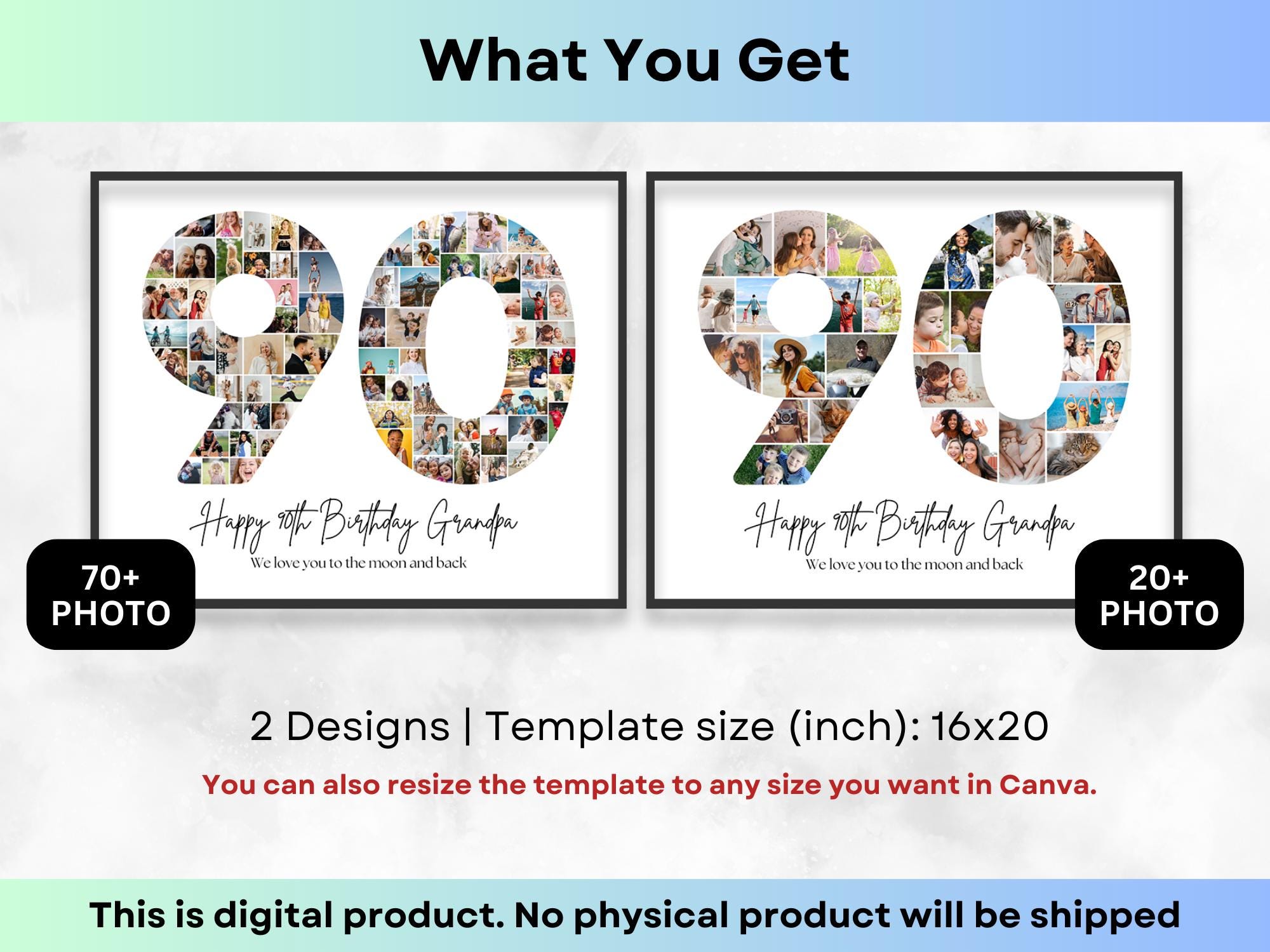 Number 90 Collage 90th Birthday Number Photo Collage Printable Canva ...