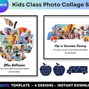 School Class Photo Collage Canva Template Teacher Appreciation Gift Personalized Photo Thank You Gifts Kindergarten Kids Classroom Wall Art